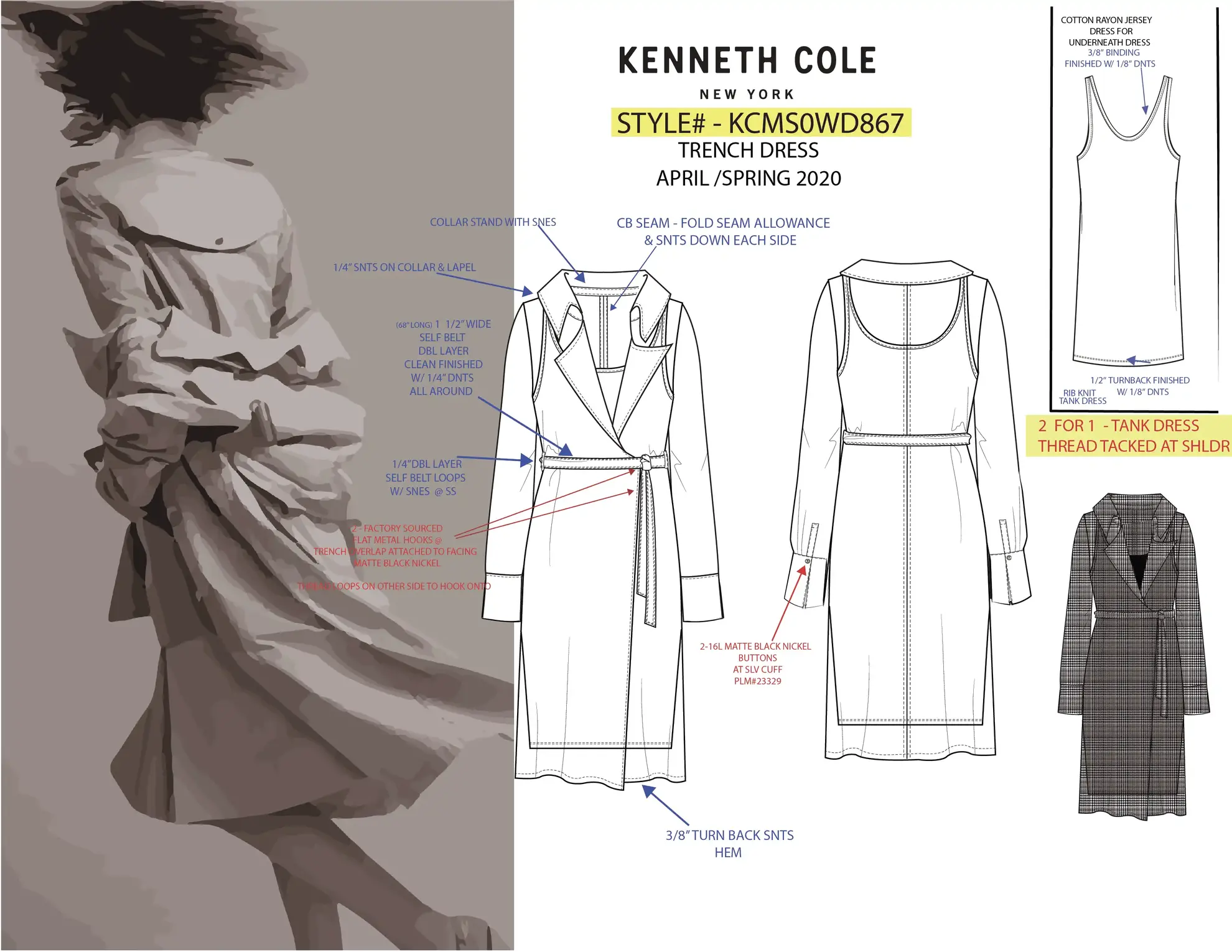 Kenneth Cole Trench Dress technical specification