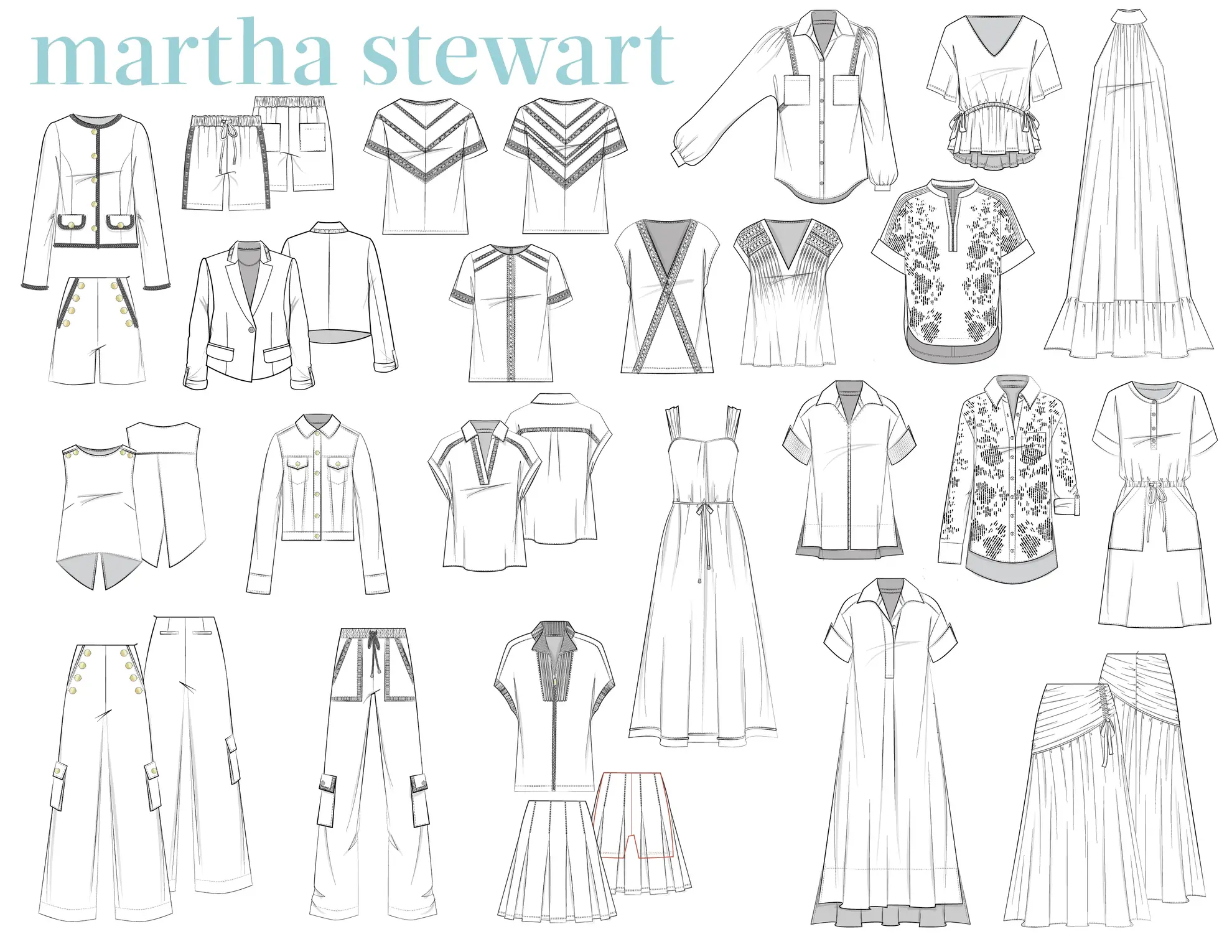 Martha Stewart fashion design sketches collection